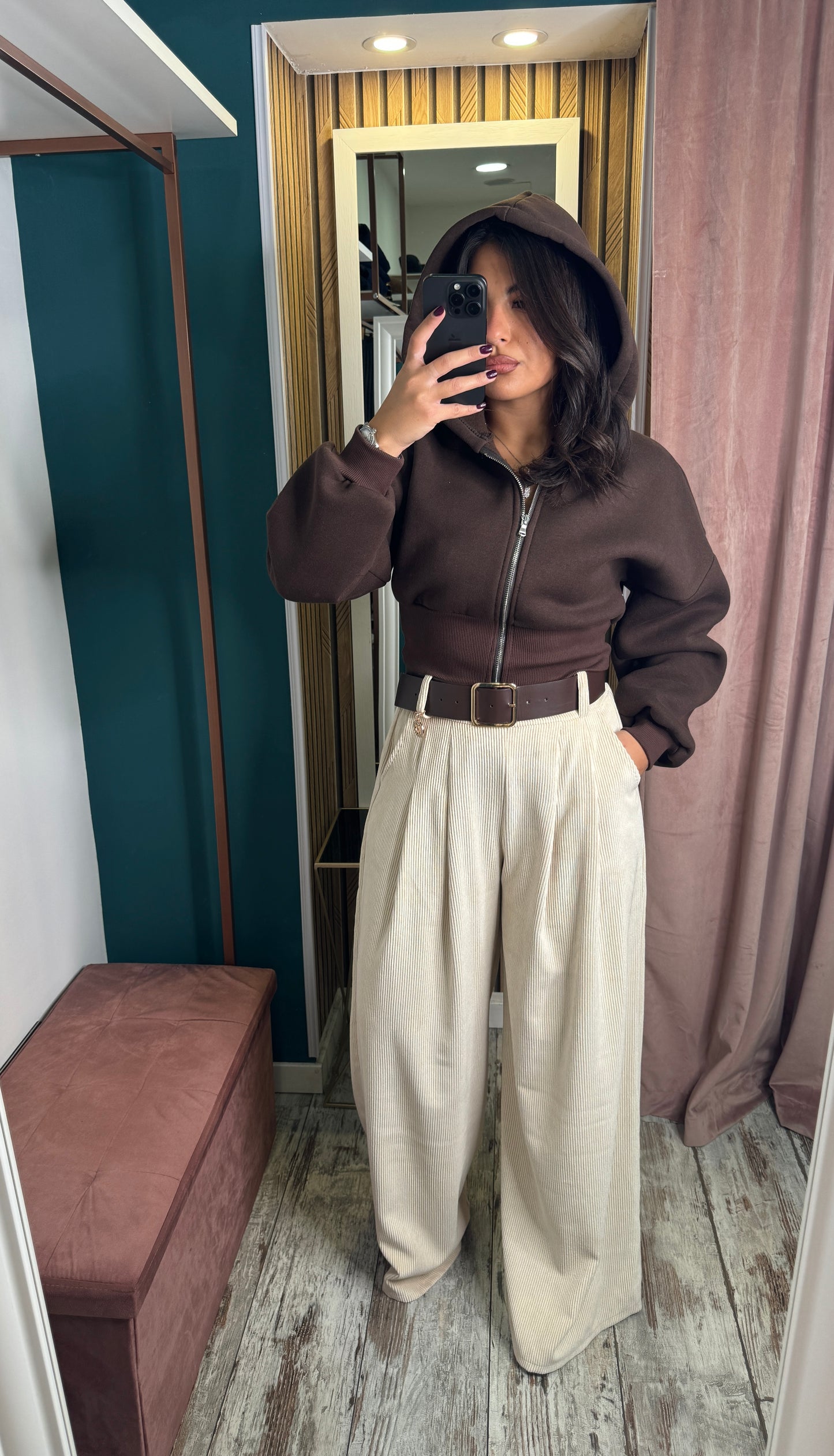 Felpa crop cappuccio