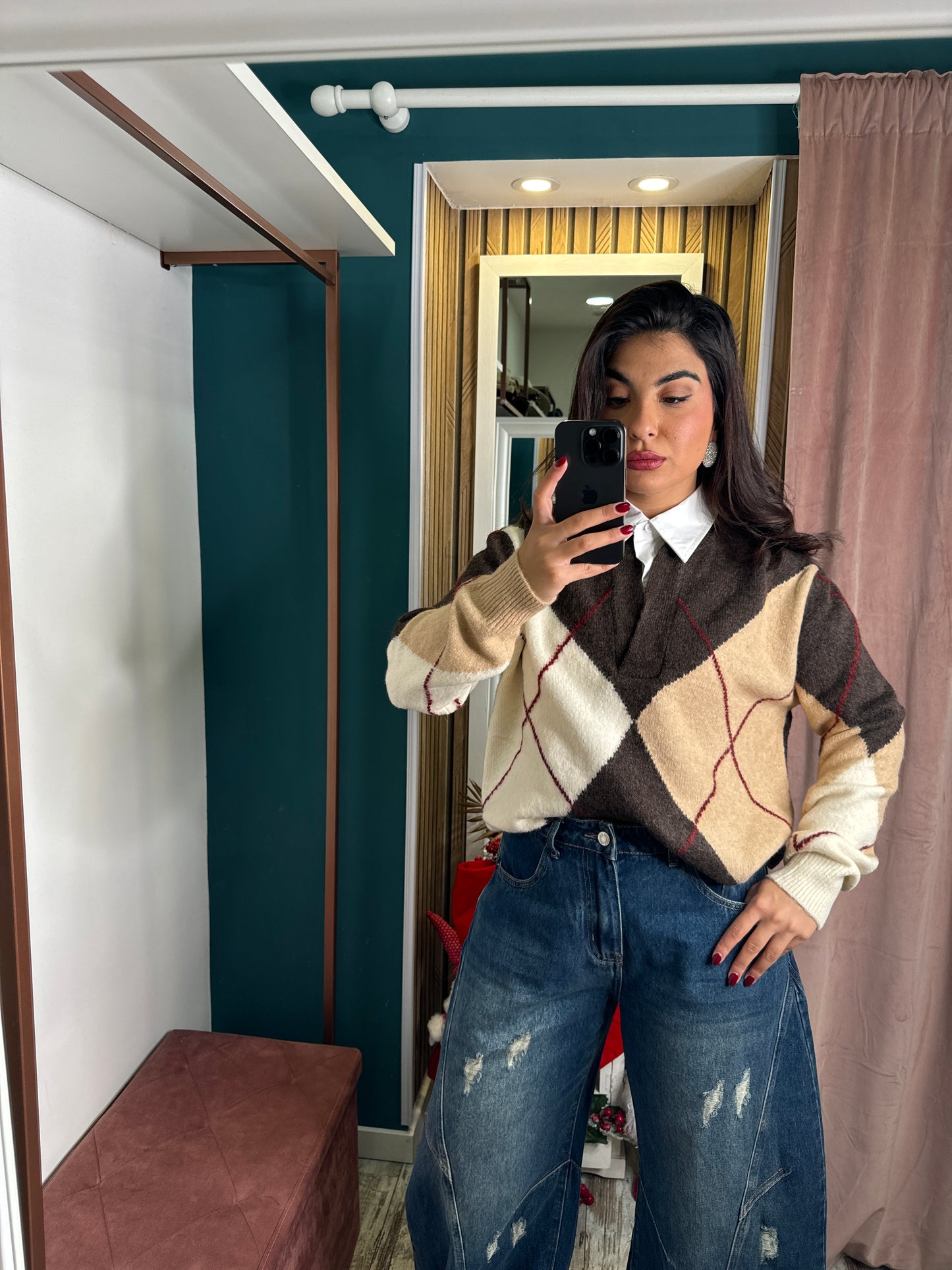 Pullover camicia rombi