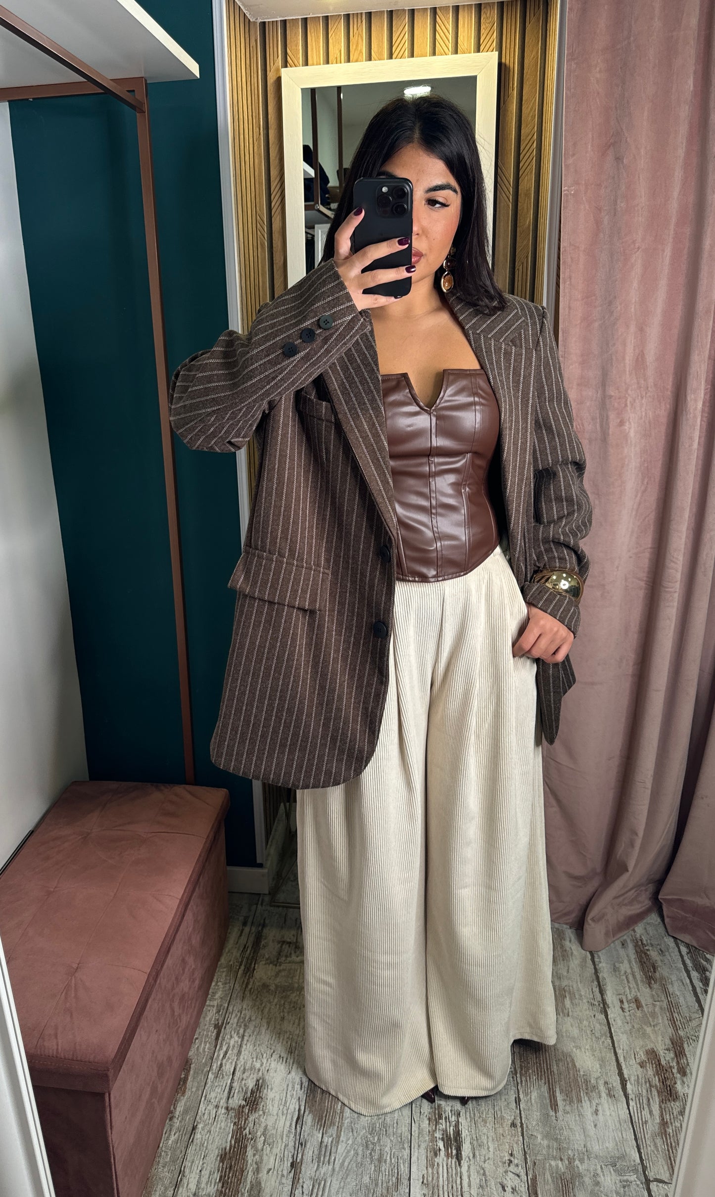 Cappotto corto over gessato