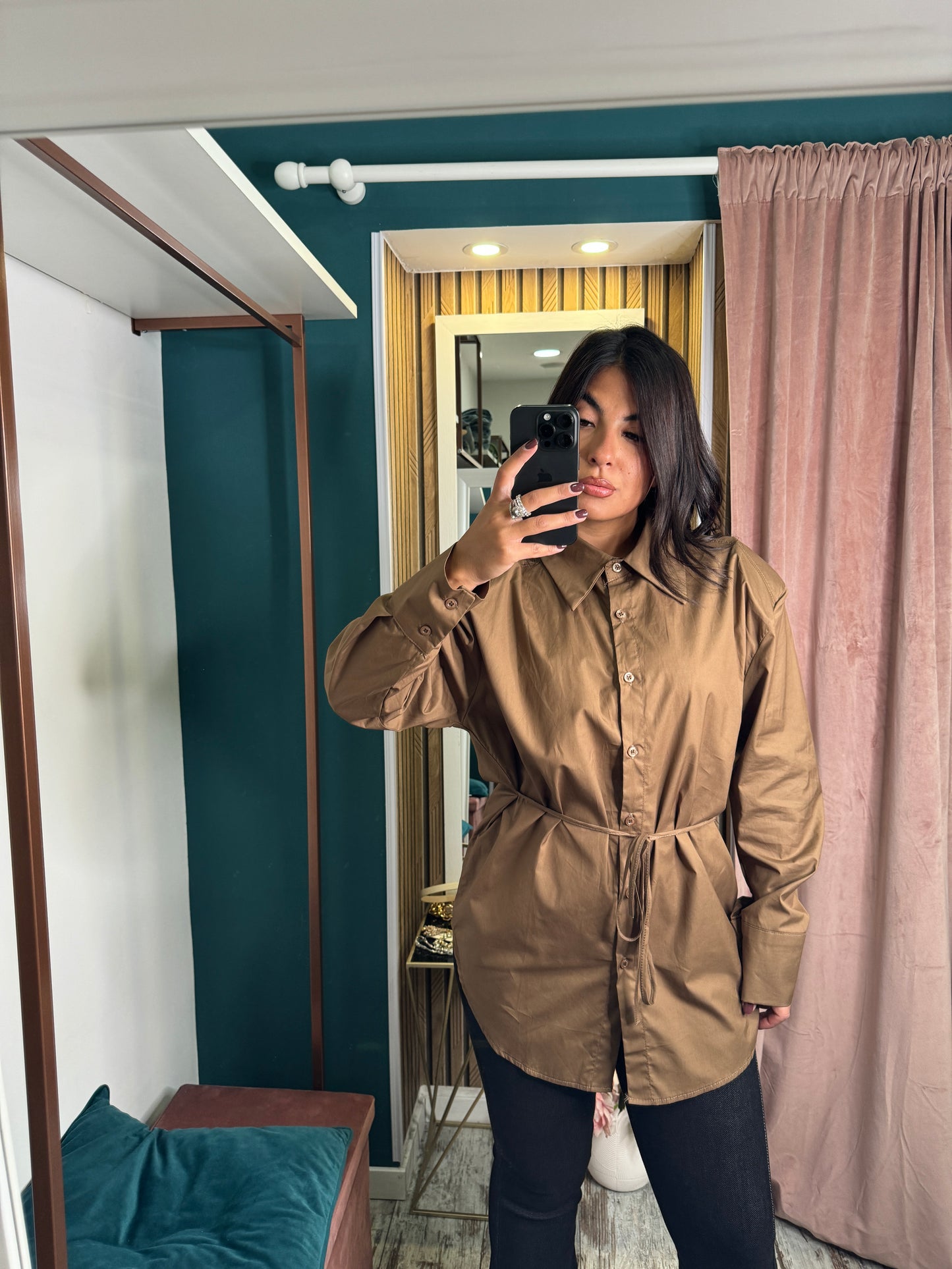 Camicia coffe cotone