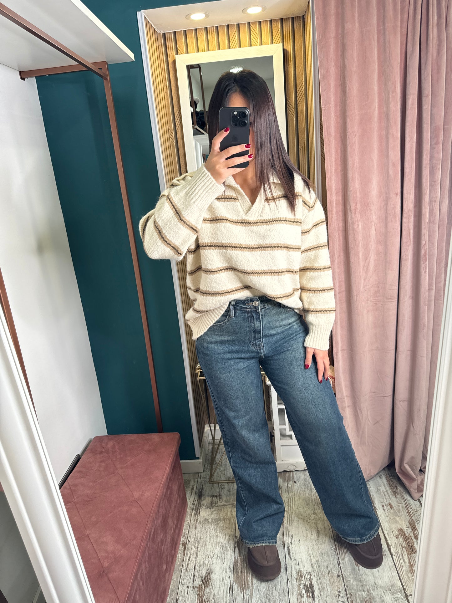 Jeans wide leg sabbia