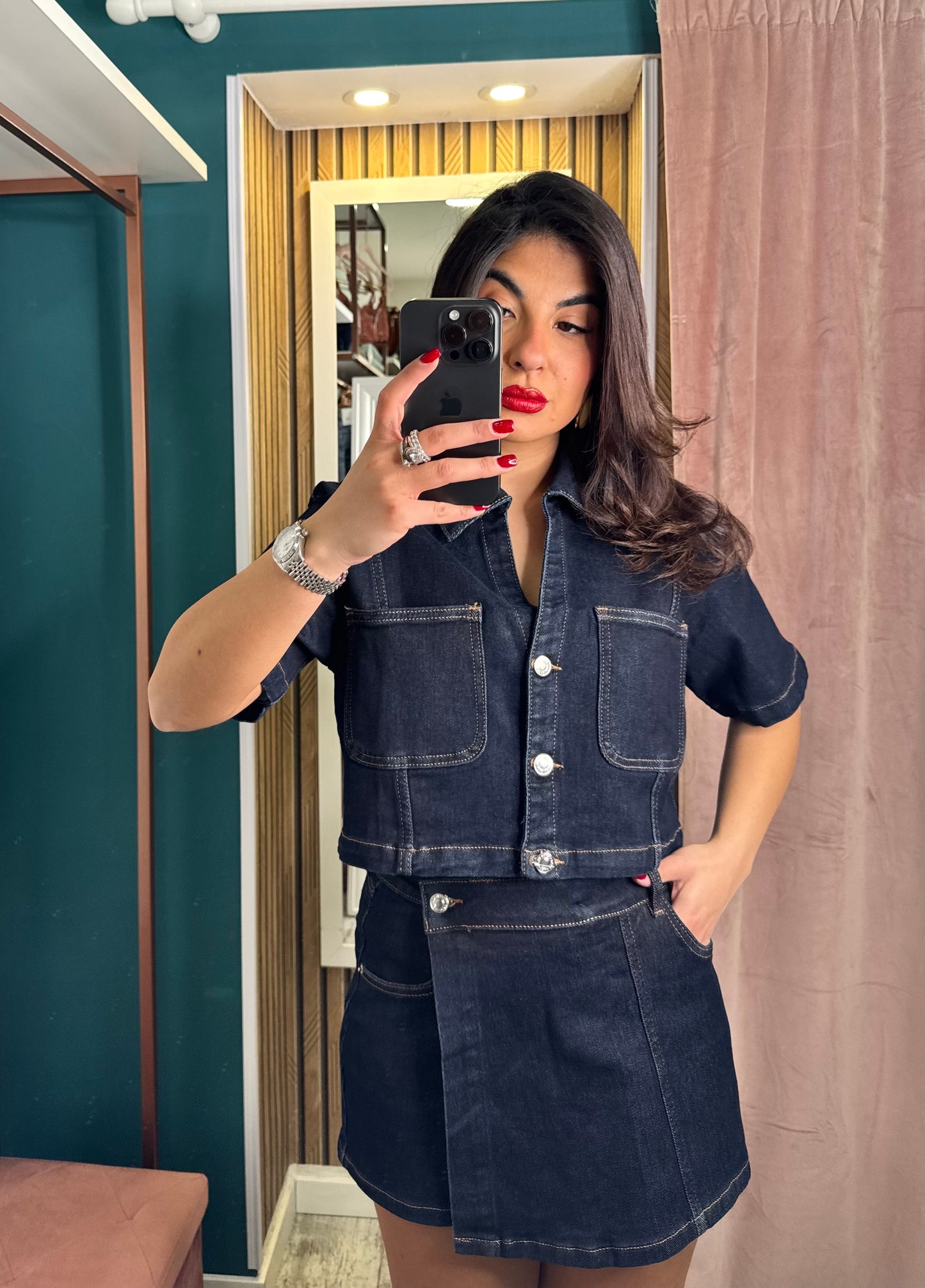 Cordset denim mini