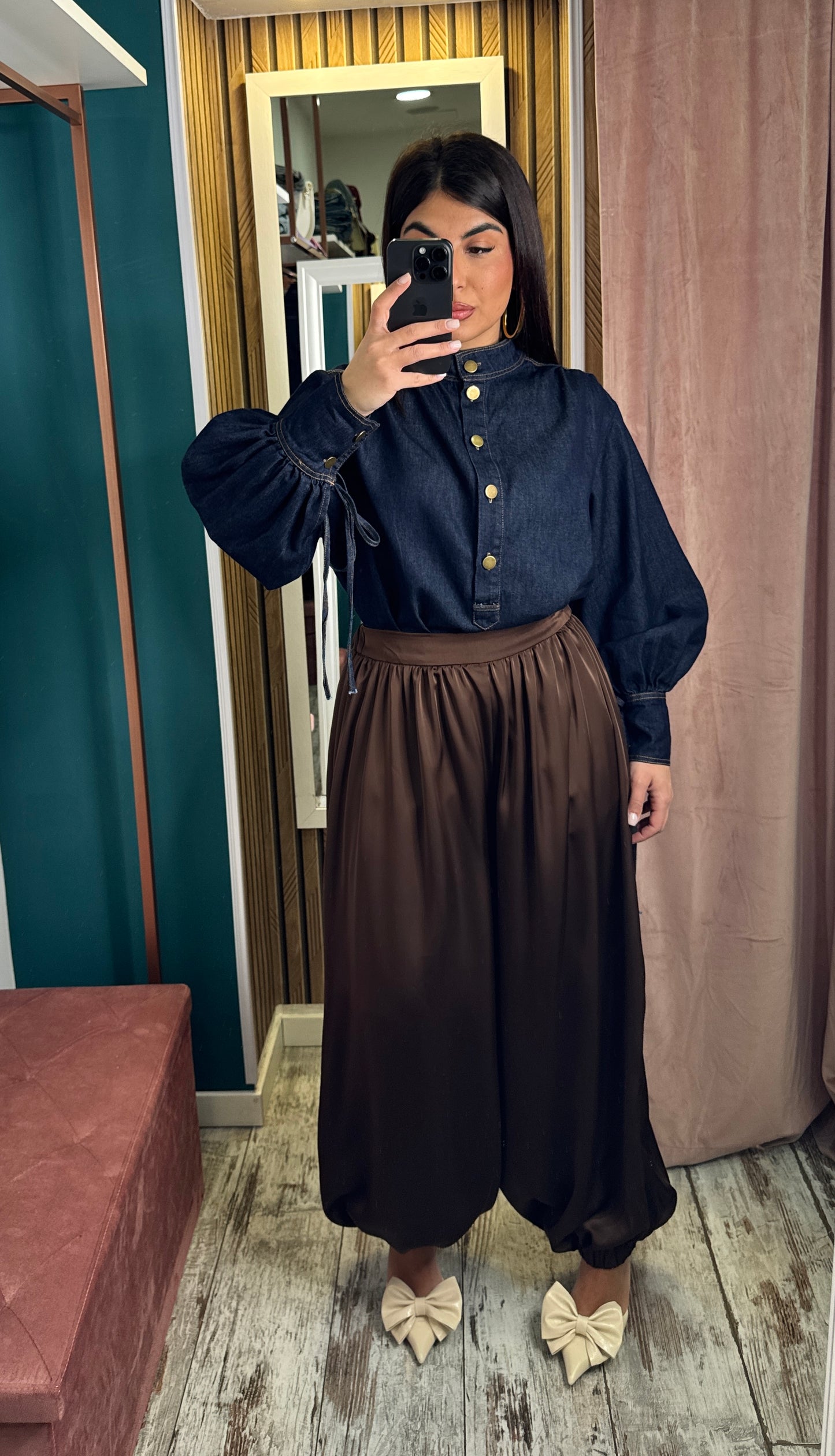Pantaloni saten palloncino