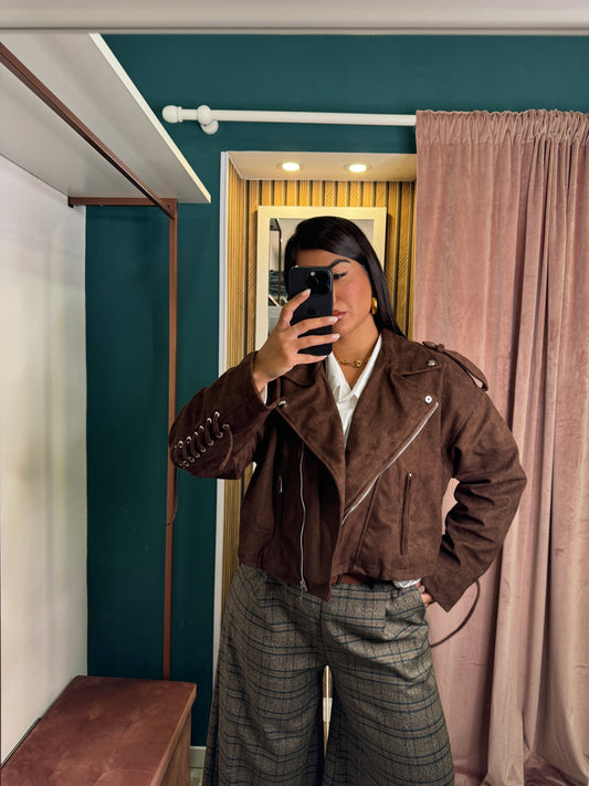 Giacca scamosciata stringhe