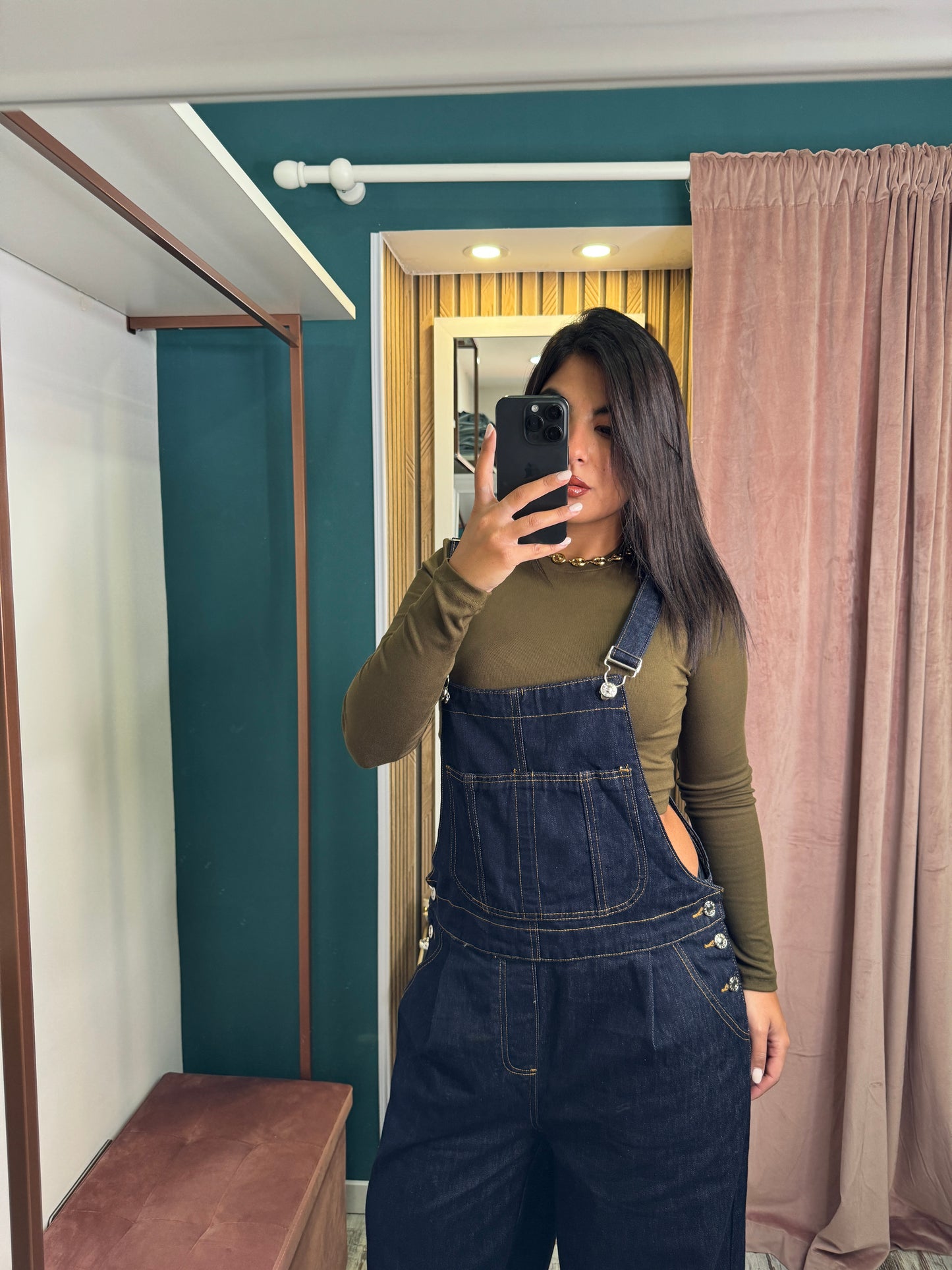 Salopette denim scuro