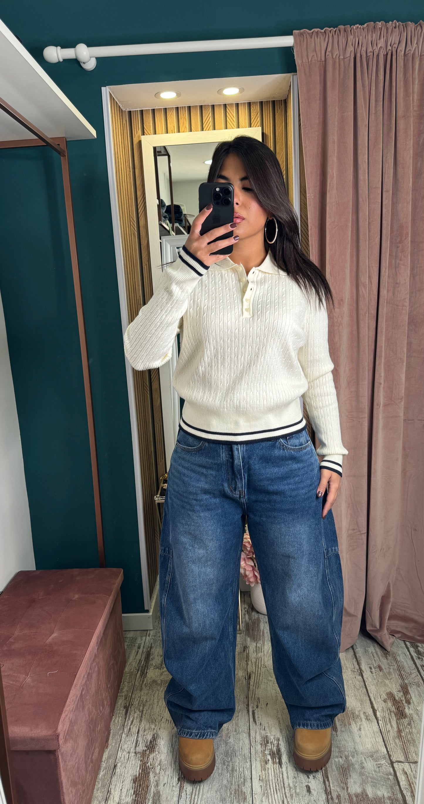 Pullover colletto-panna