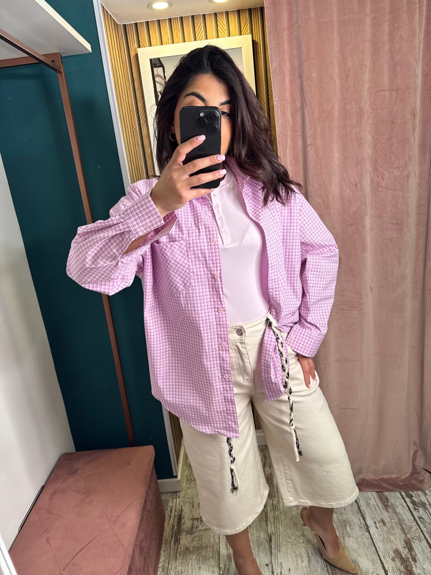 Camicia quadretti rosa
