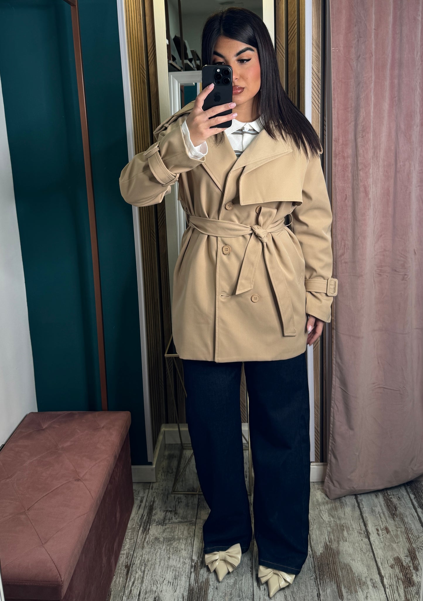 Trench corto beige
