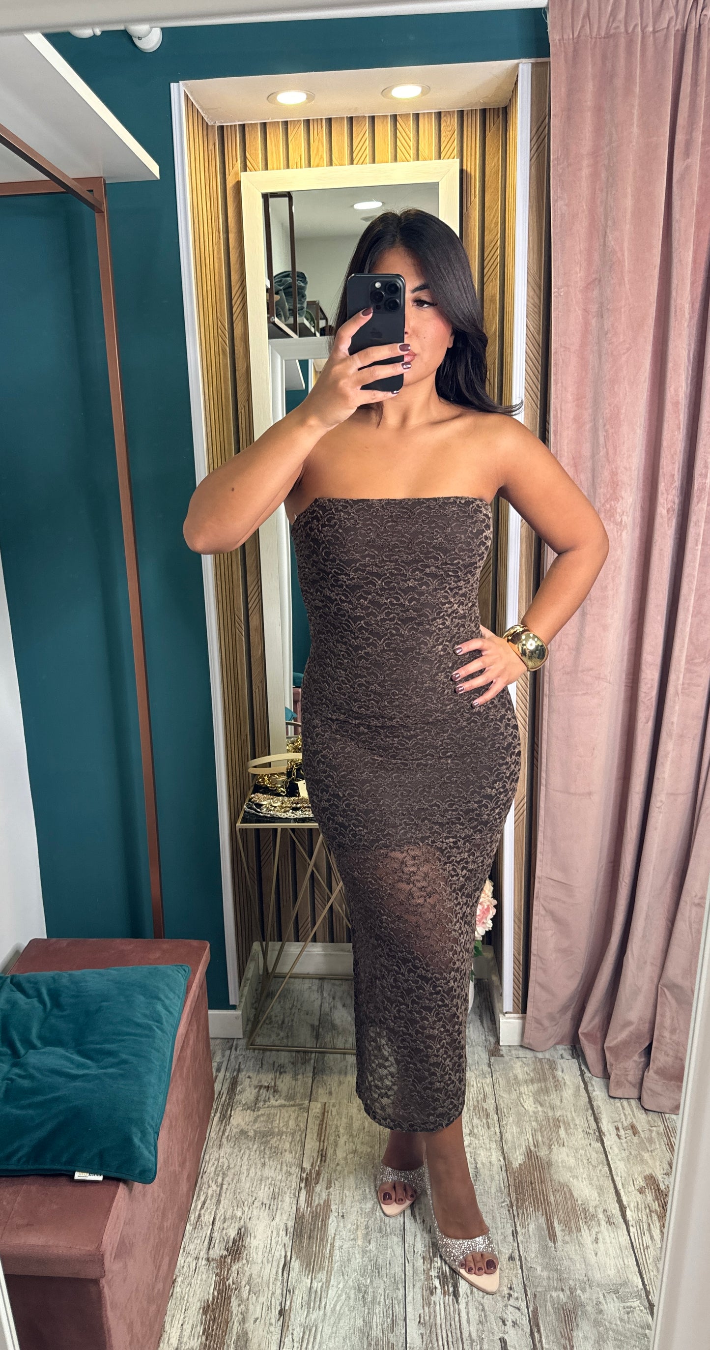 Vestito a fascia marrone