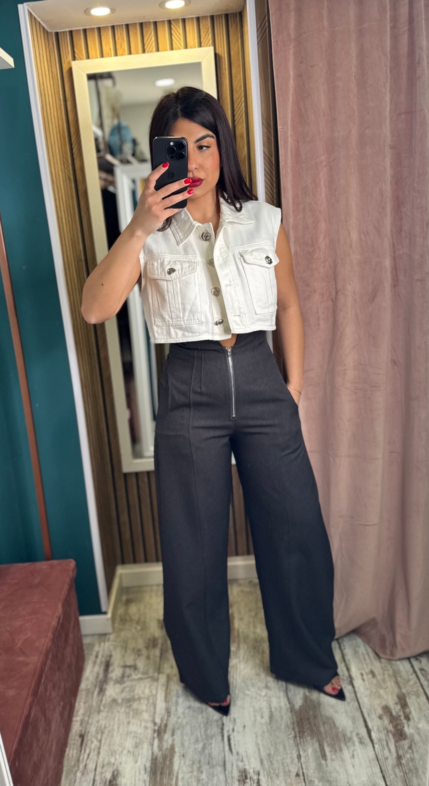 Pants grigio zip
