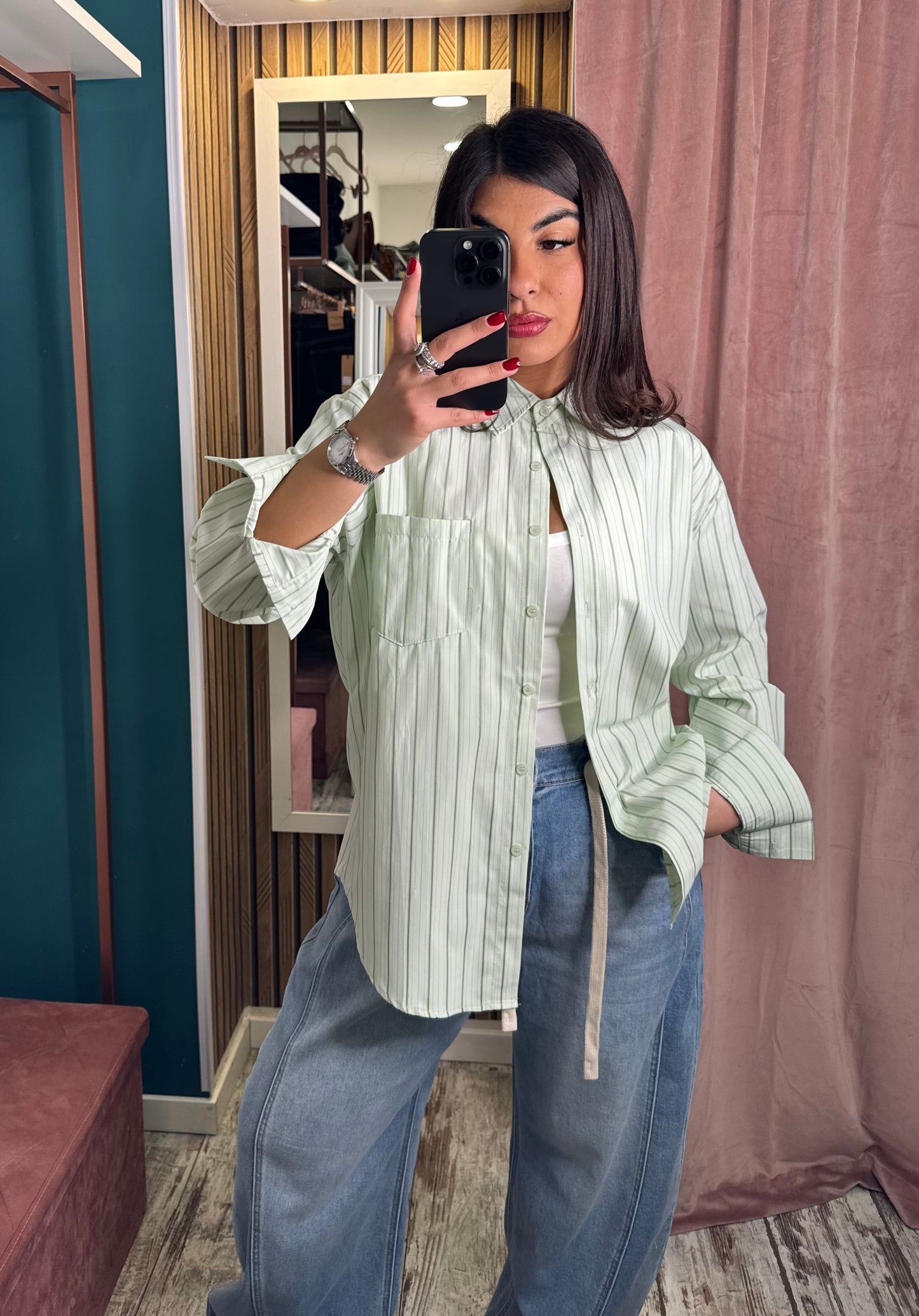 Camicia righe verde