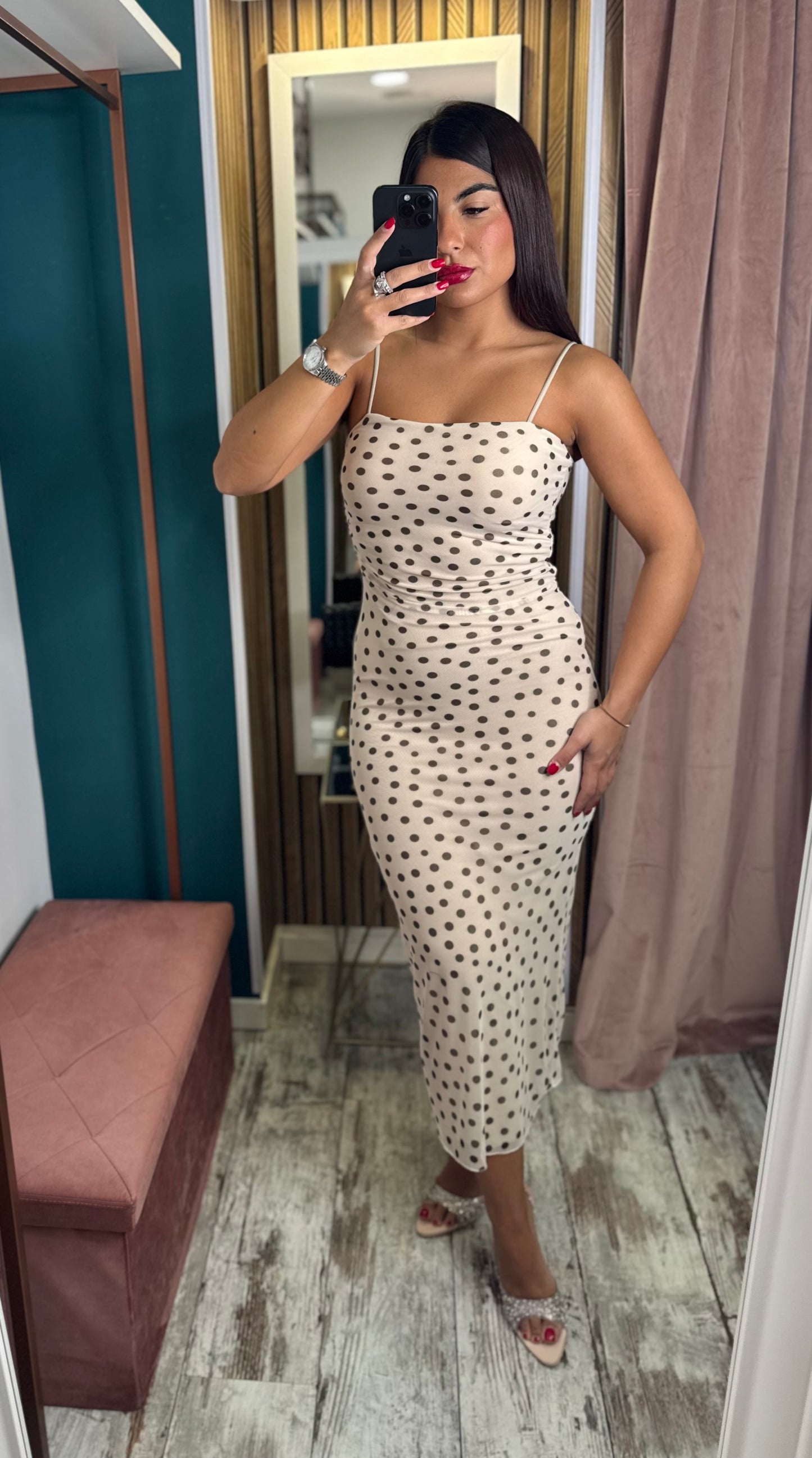 Vestito cream pois