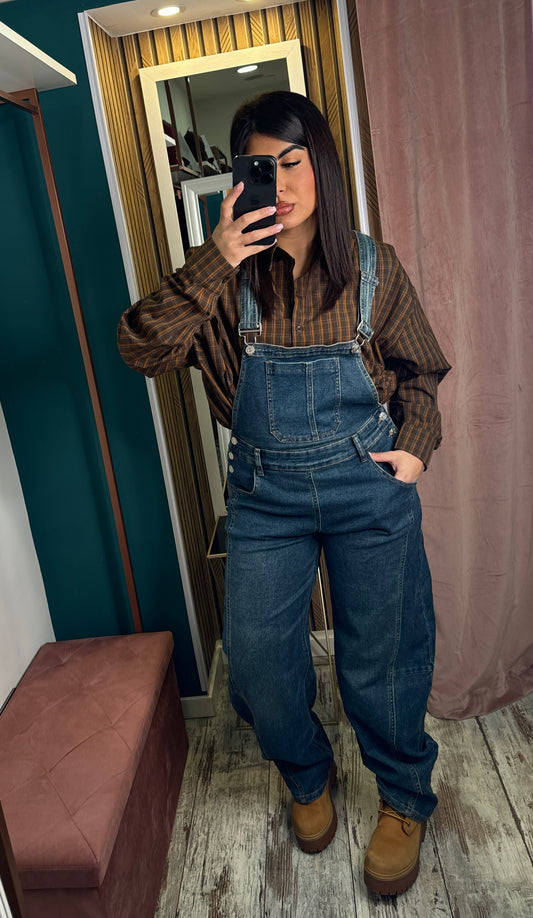 Salopette jeans sabbiato