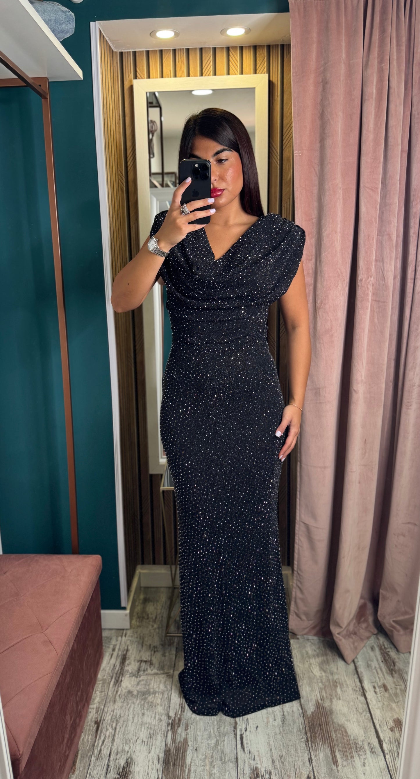 Vestito strass nero