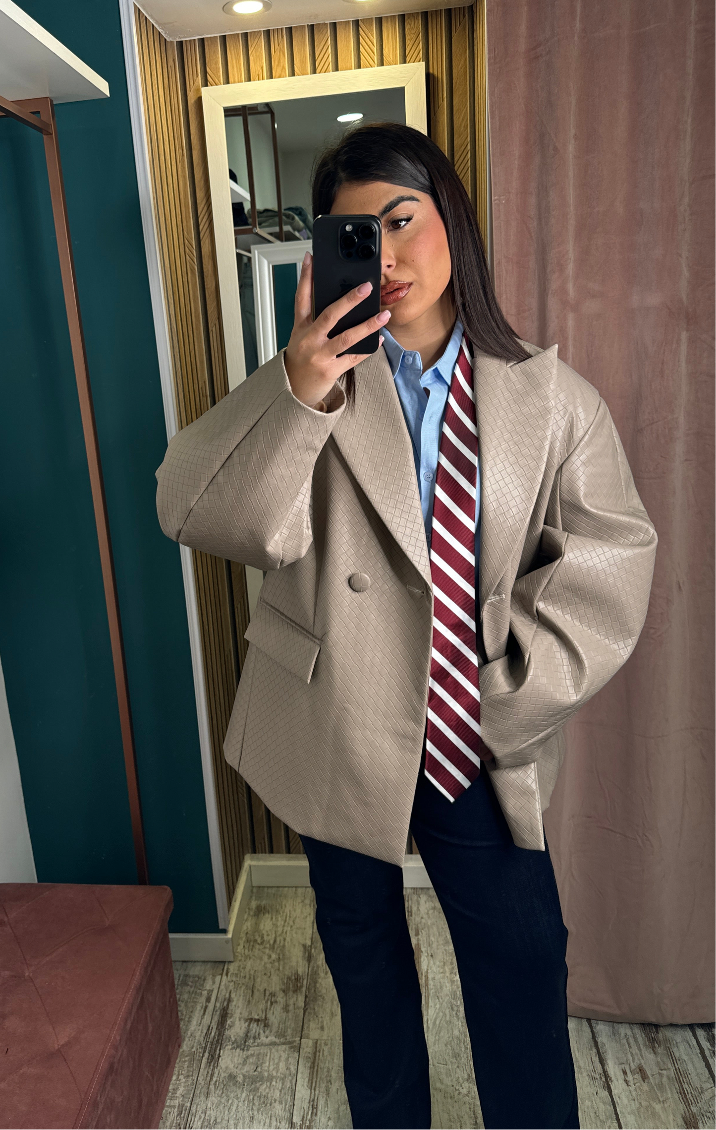 Blazer lumina ecopelle beige