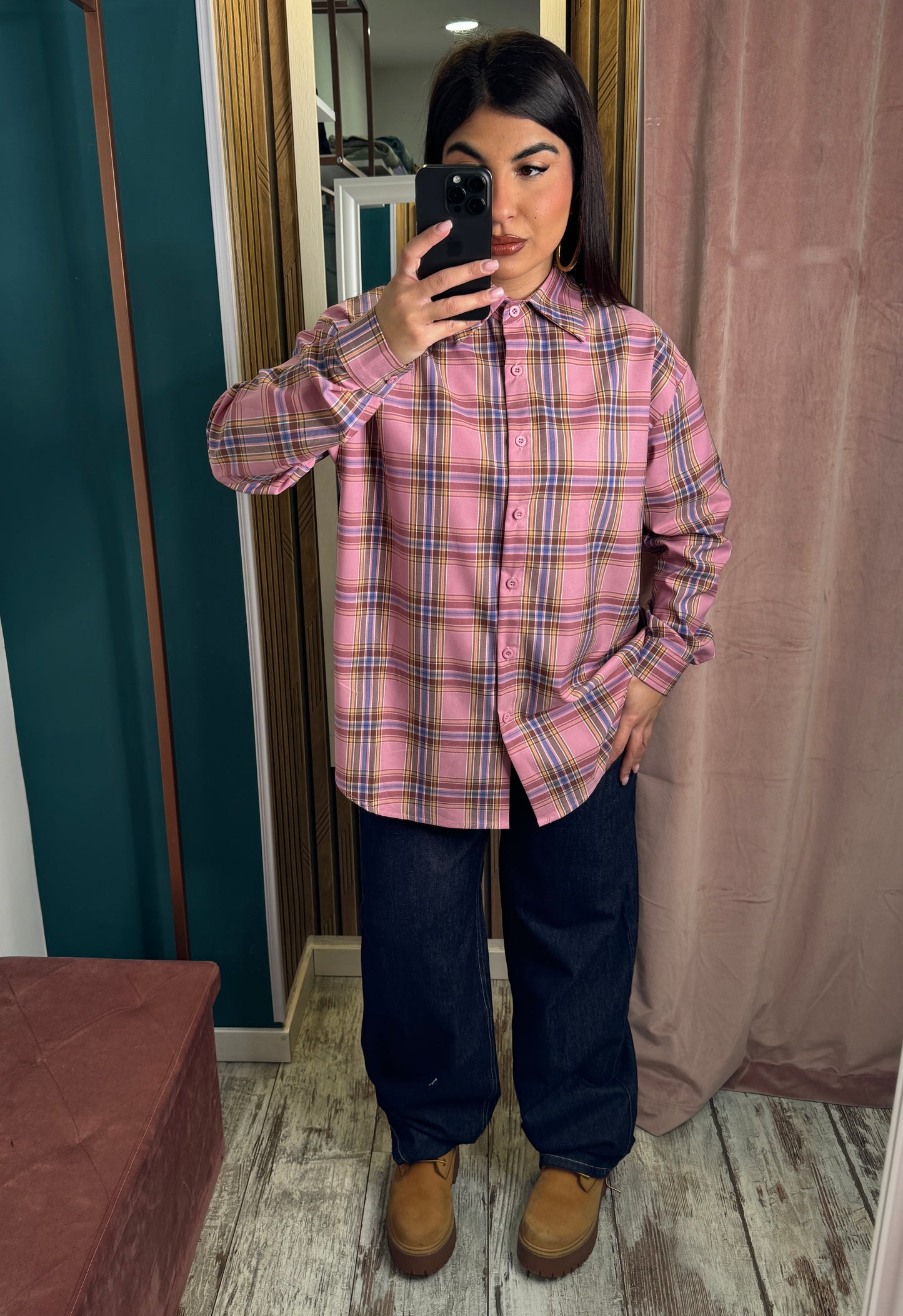 Camicia quadretti rosa