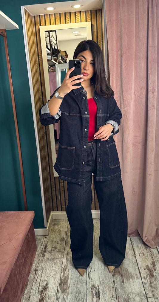 Camicia over denim blu