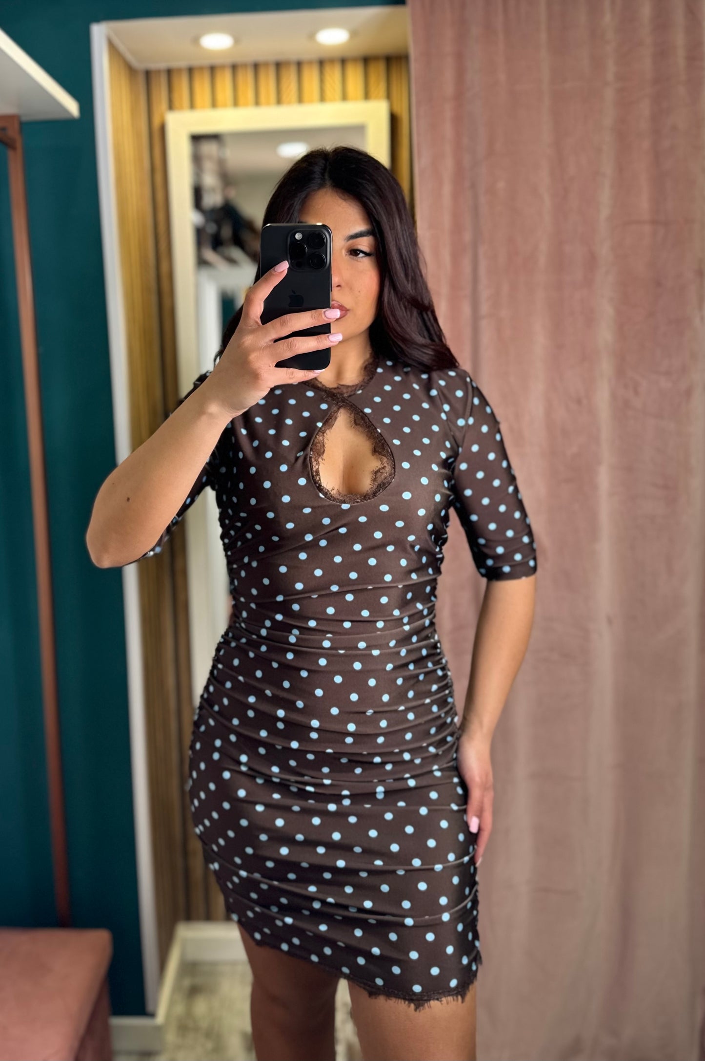 Vestito corto lycra pois
