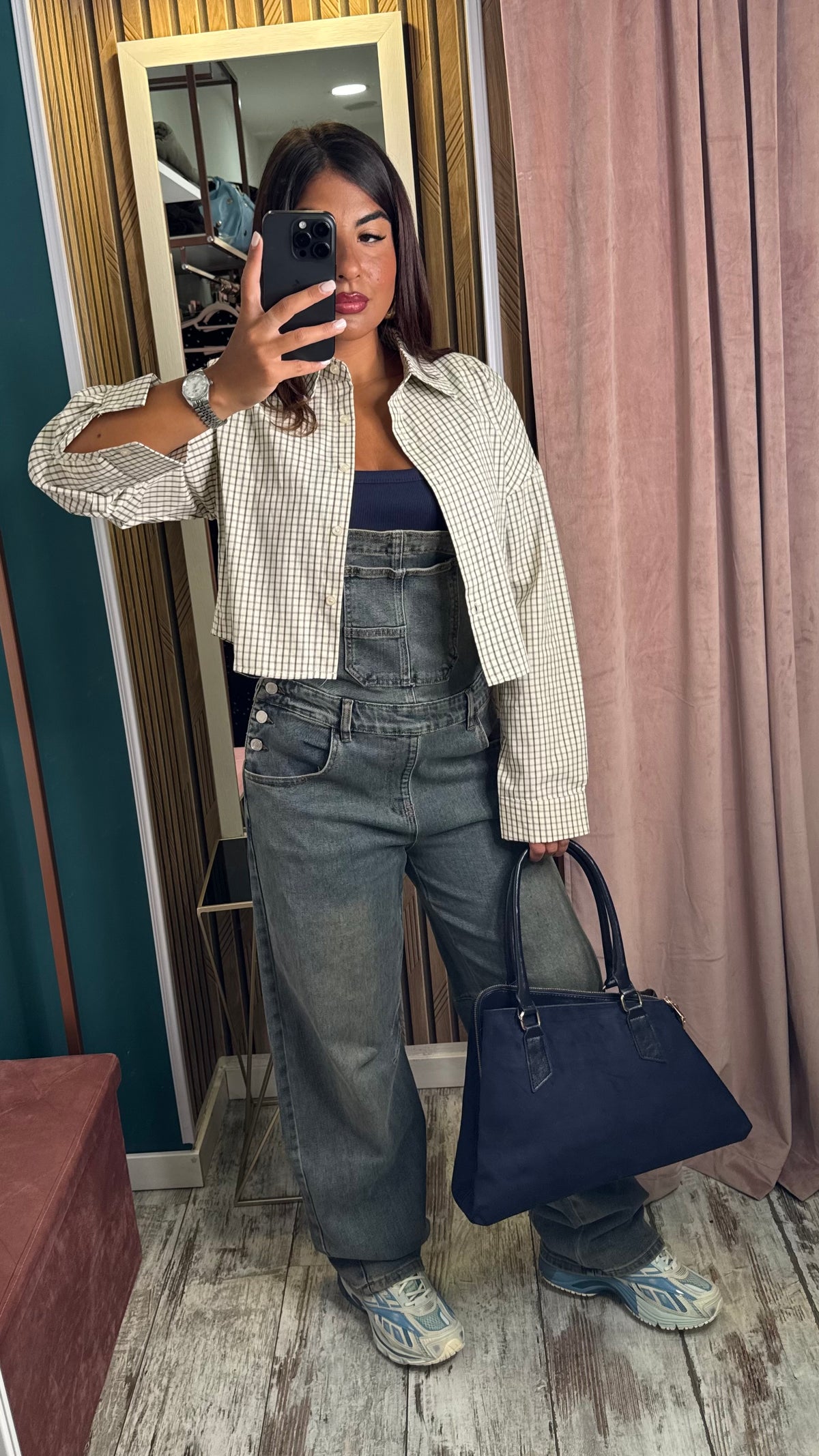 Salopette in denim sabbia