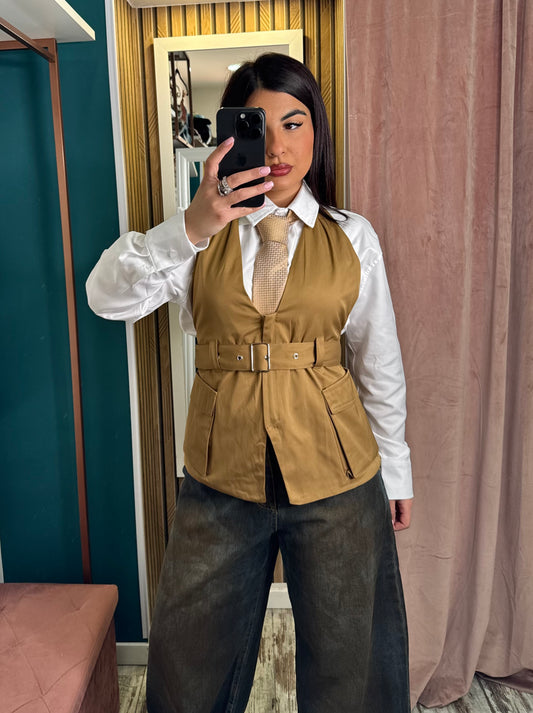 Top gilet Camel