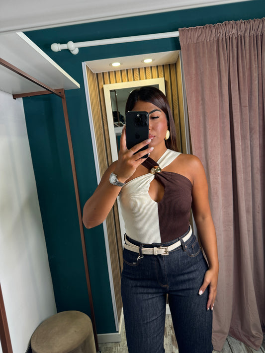 Top maglia Bicolor