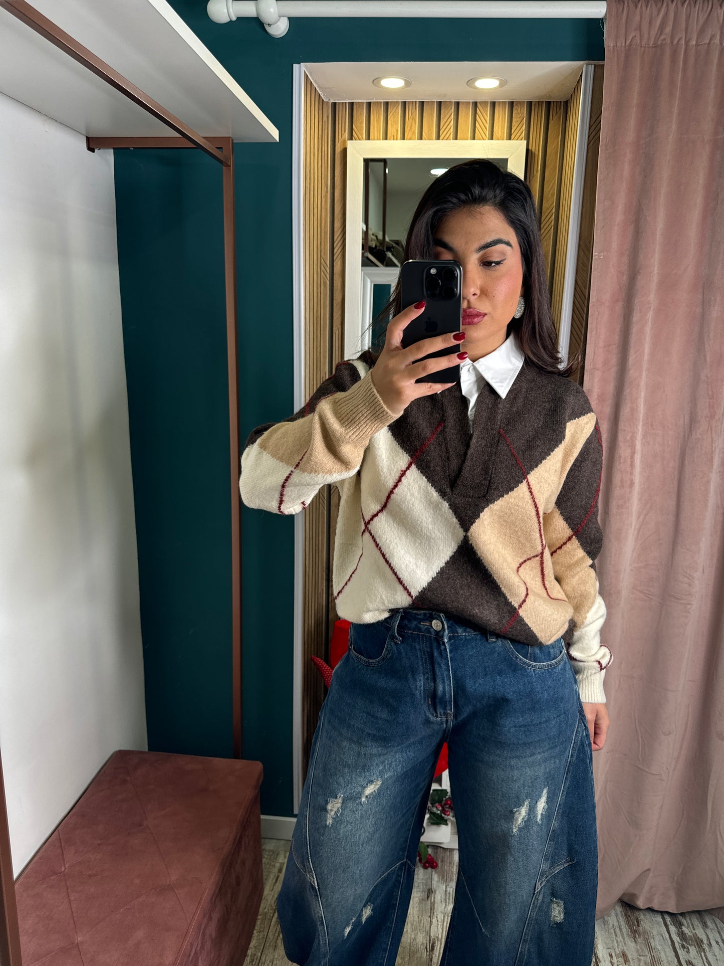 Pullover camicia rombi